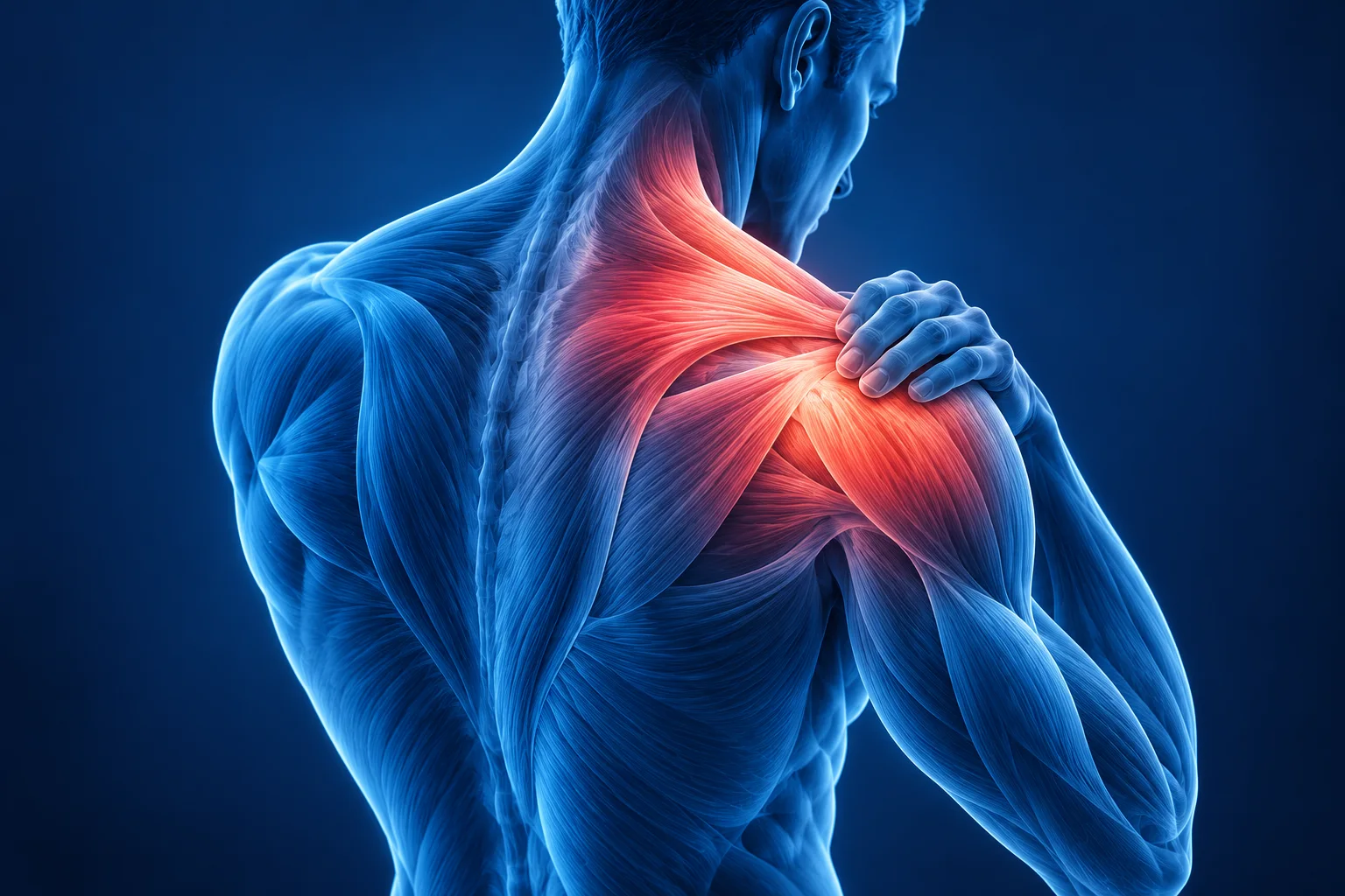 Anatomical illustration highlighting the shoulder muscles